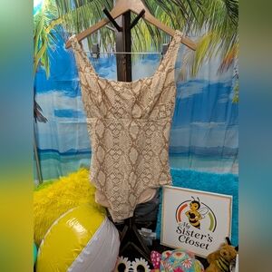 Kona Sol Beige Snakeskin One Piece Swimsuit